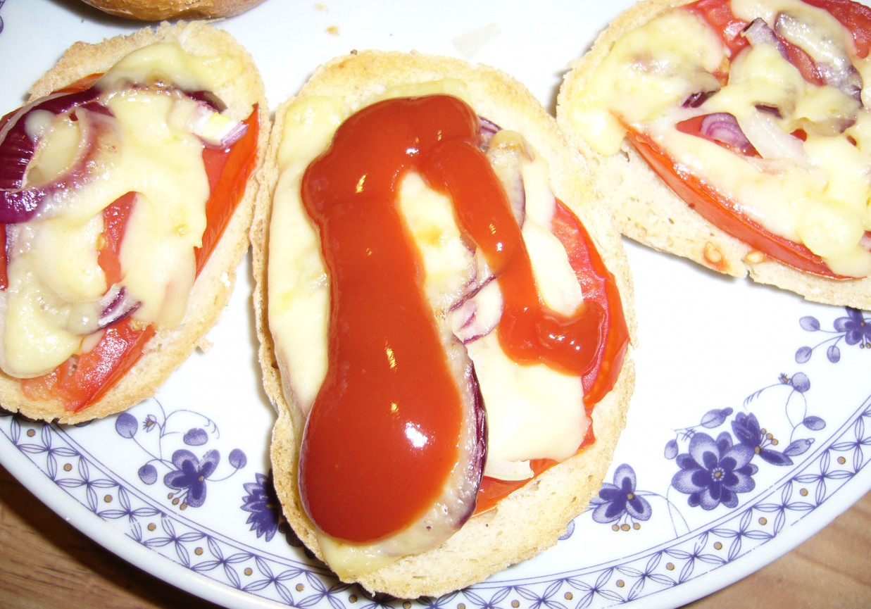Zapiekanki cebulowo- pomidorowe foto