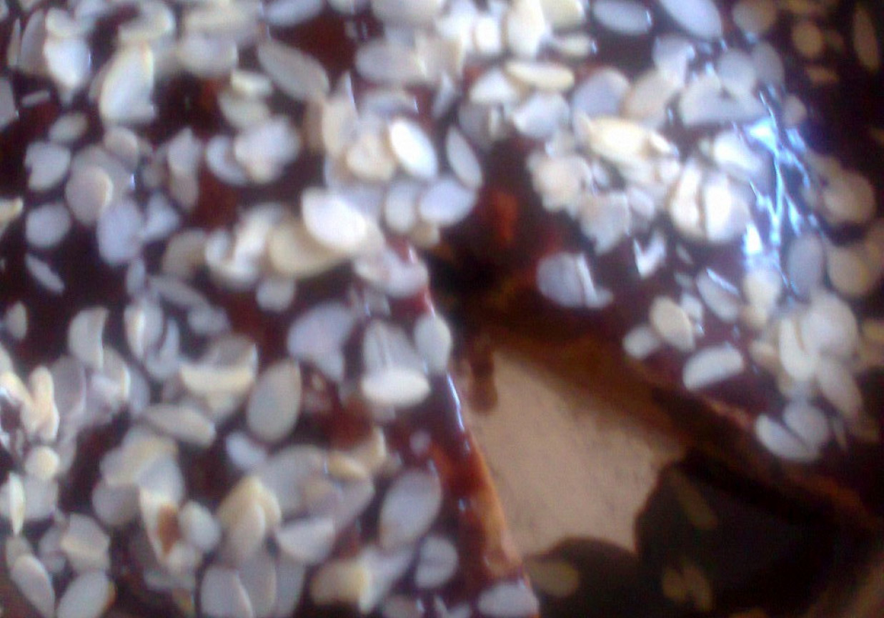 zebra z polewą kakaową i migdałami foto