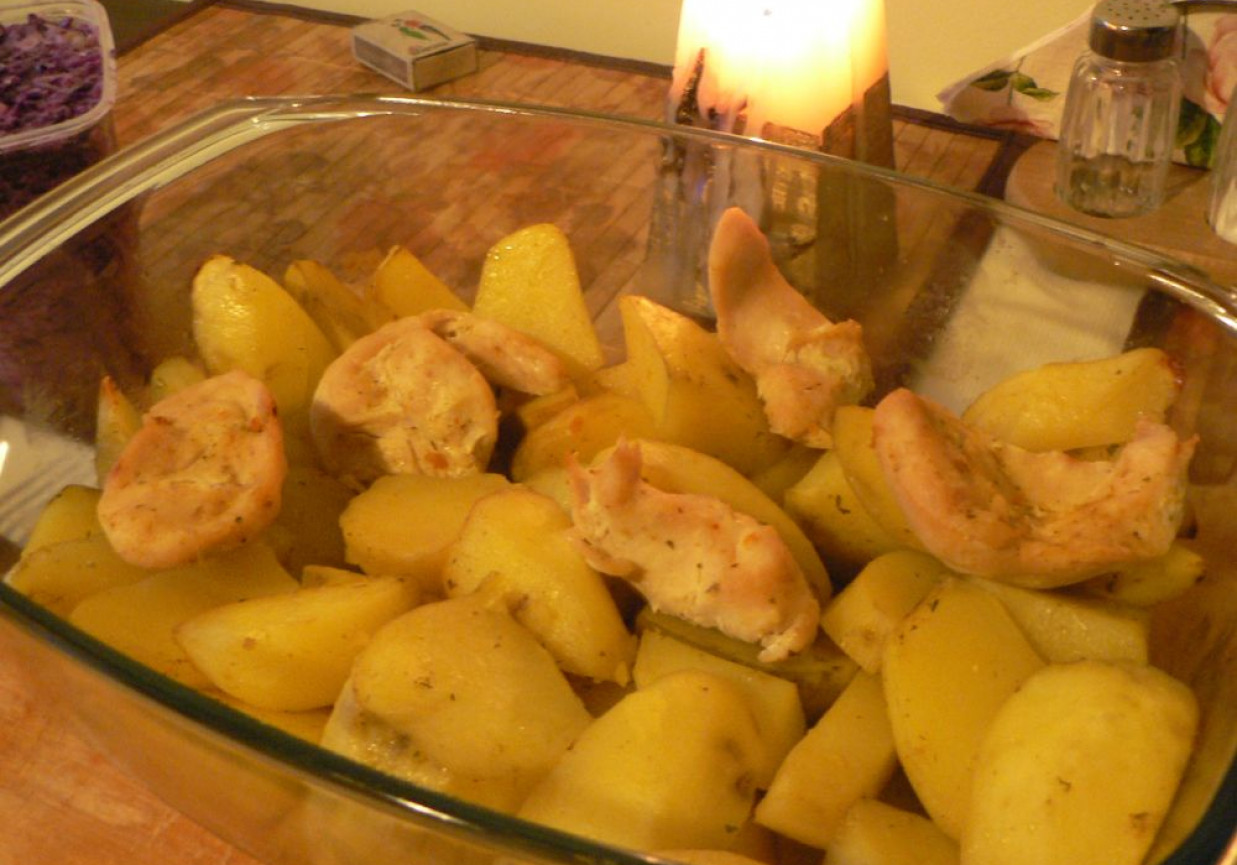 Ziemniaczki z filetem kurczaka na szybko z worka foto