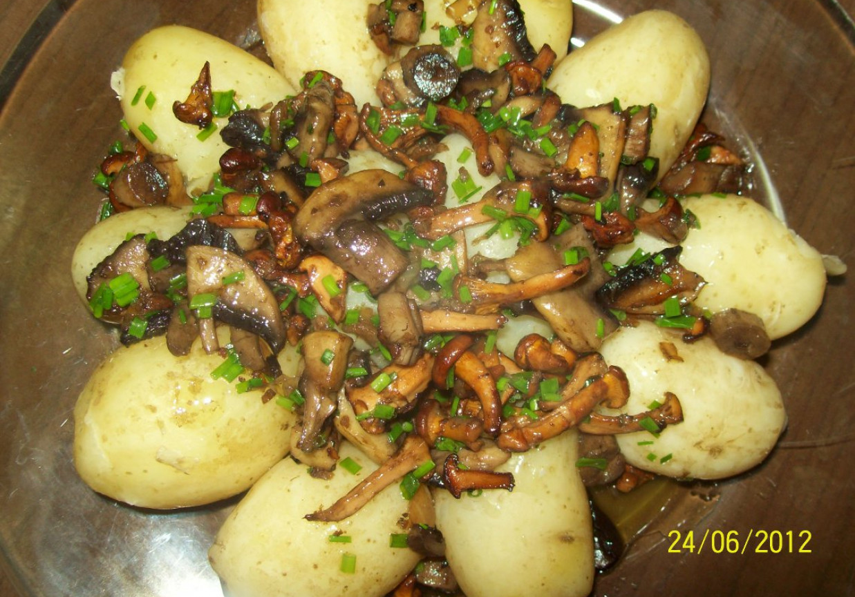 ziemniaki polane grzybami foto