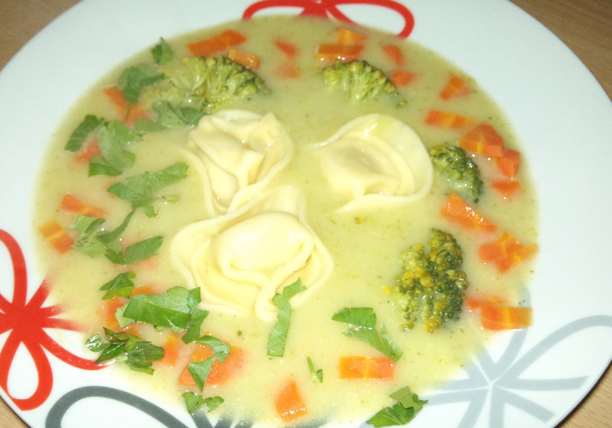 Zupa brokułowa z tortellini foto