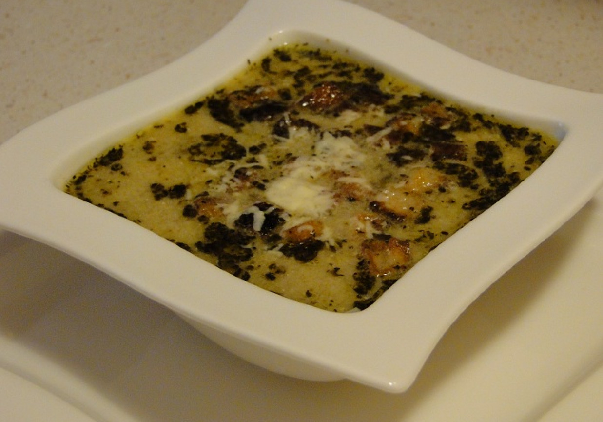 Zupa cebulowa z dodatkiem serka topionego i musztardy foto