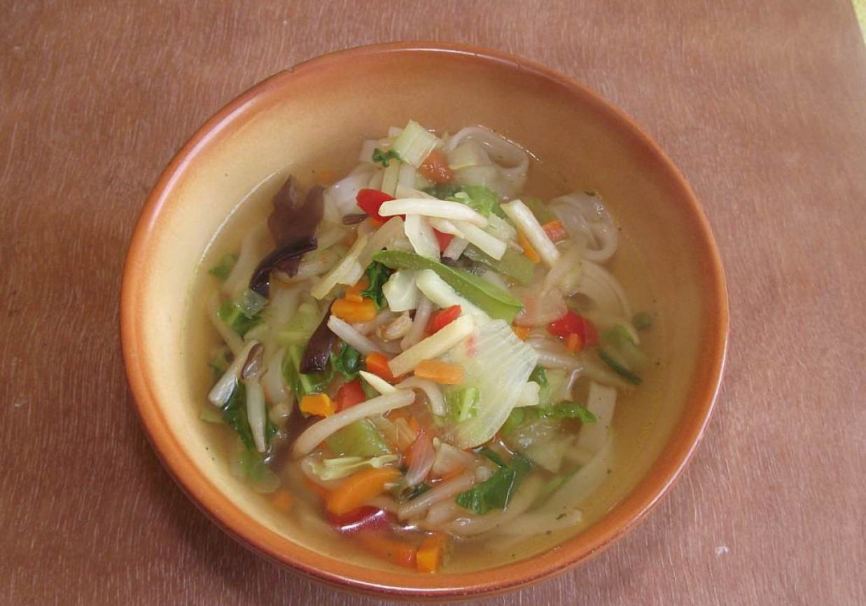 Zupa chińska z ryżowym makaronem  foto