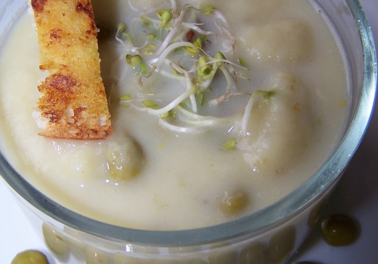 zupa groszkowa z białymi warzywami foto