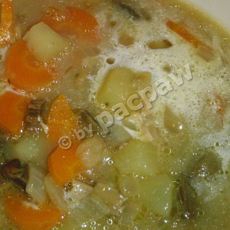 Krok 8 - Zupa grzybowa z cebulką i warzywami foto