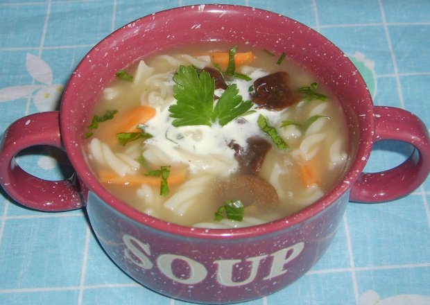 Fotografia przedstawiająca Zupa grzybowa z makaronem