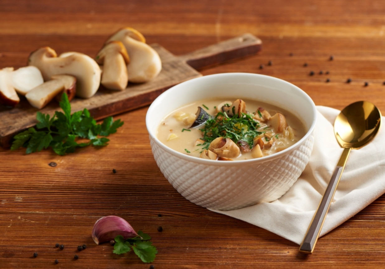 Zupa grzybowa z mrożonych podgrzybków foto