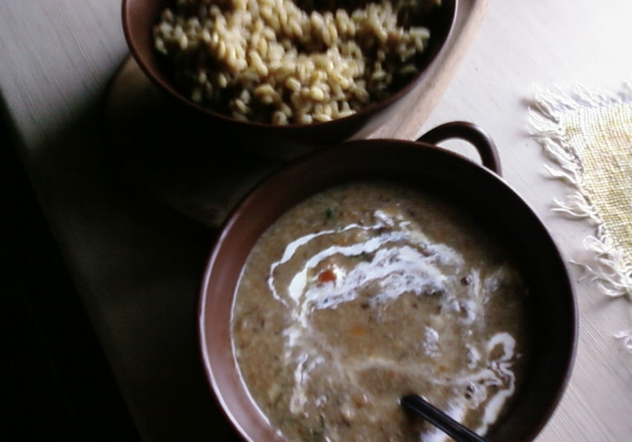 Zupa grzybowa z pęczakiem. foto