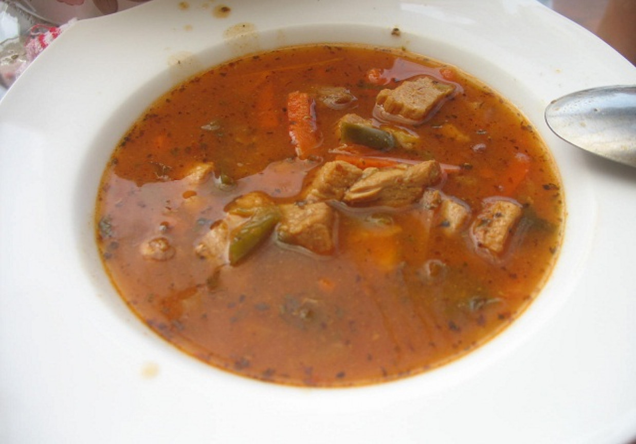 Zupa gulaszowa z mięsem wieprzowym foto