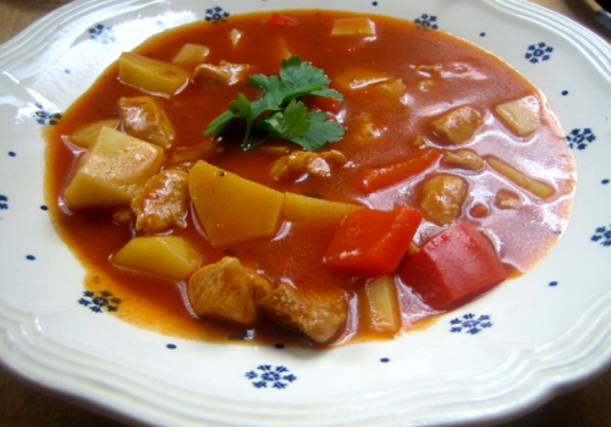 zupa gulaszowa z wieprzowiną na ostro foto