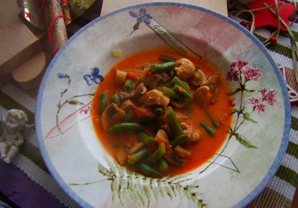 Zupa gulaszowa z zieloną fasolką  foto