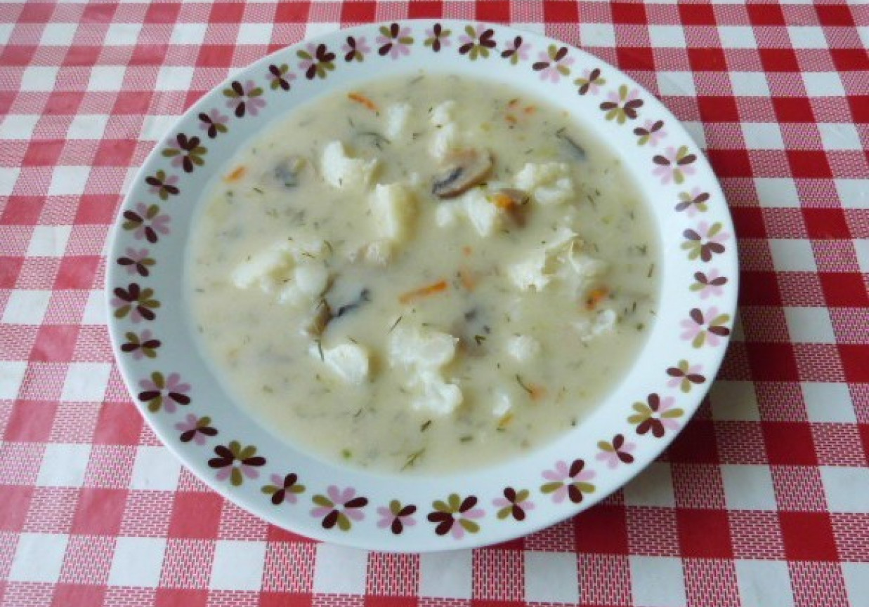 Zupa kalafiorowa z pieczarkami foto