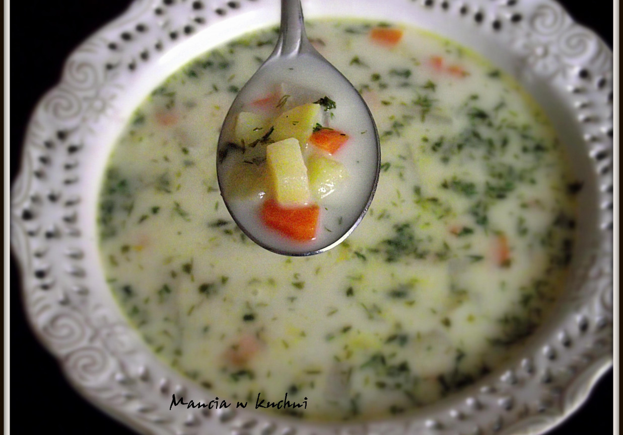 Zupa koperkowa z warzywami i czosnkiem  foto