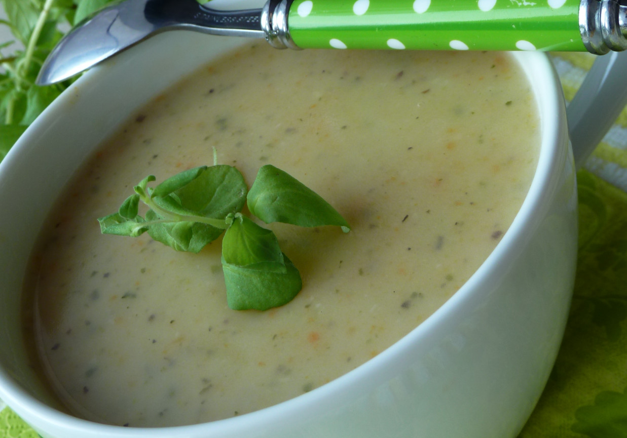 Zupa-krem kartoflana ze świeżym majerankiem foto