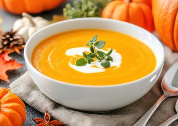 Fotografia przedstawiająca Zupa krem z dyni  z imbirem