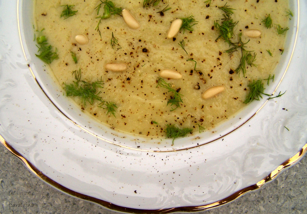 zupa krem z kopru włoskiego, korzenia pietruszki i sera cheddar foto