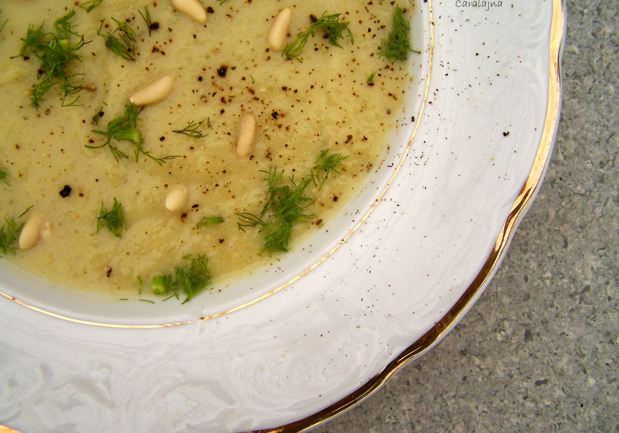 zupa krem z kopru włoskiego, korzenia pietruszki i sera cheddar foto