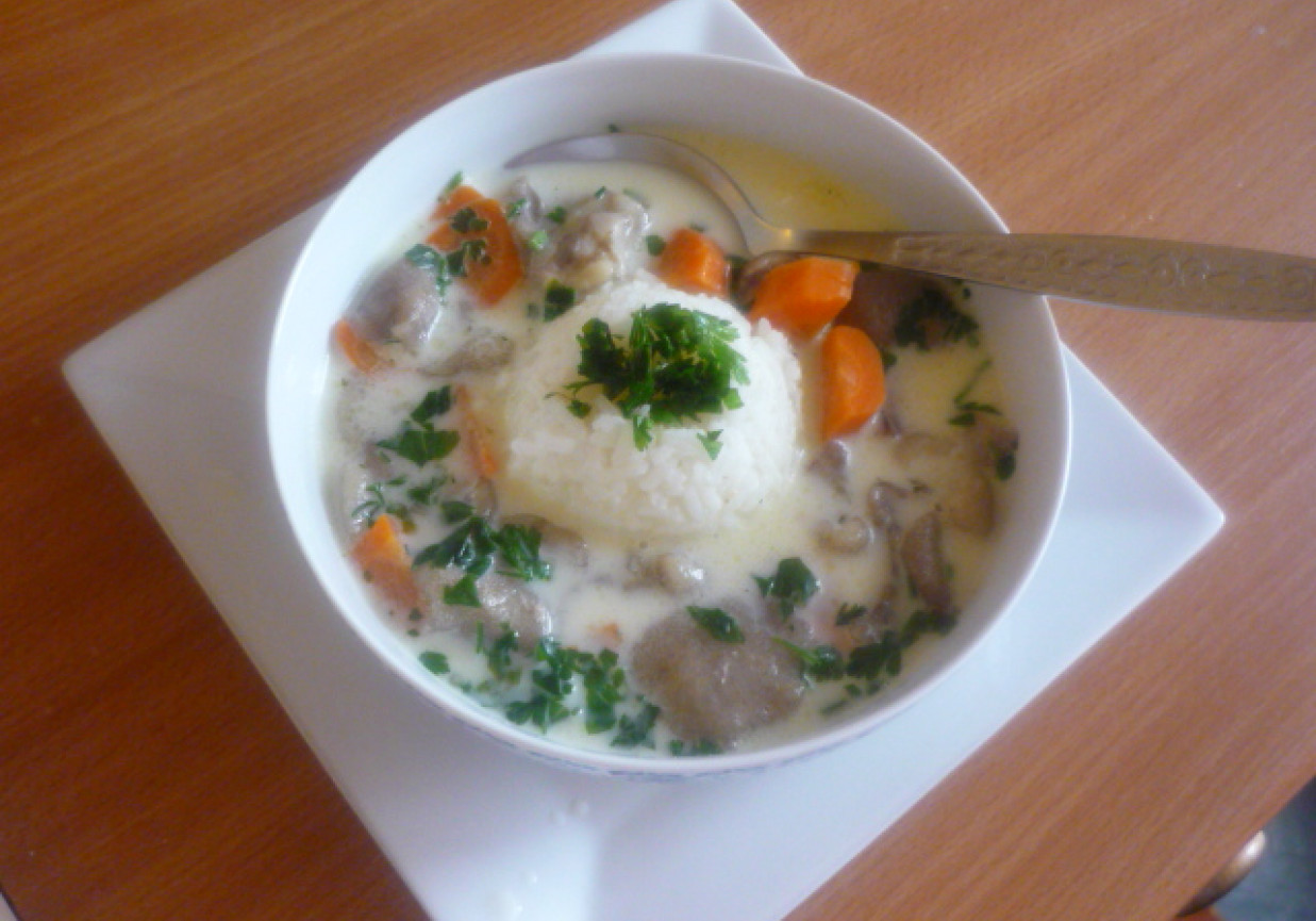 zupa maślakowa na gęsi z ryżem foto