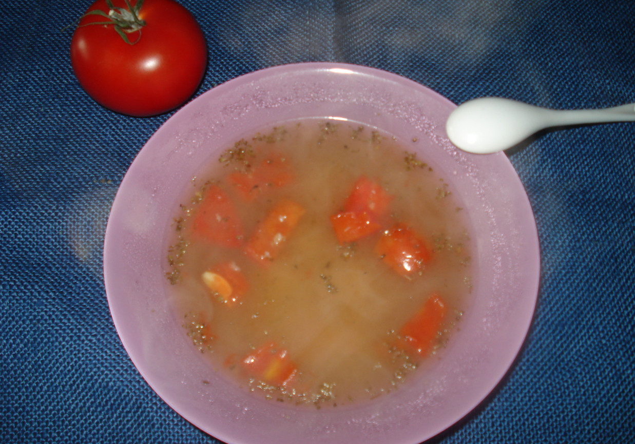 Zupa na wywarze z gołębia z kaszą i pomidorami foto