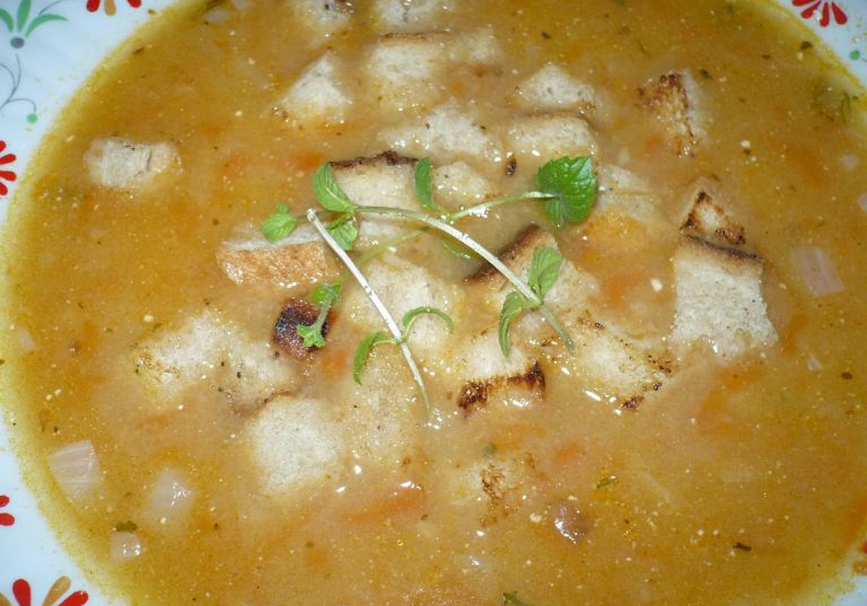 Zupa ogonowa z grzankami foto