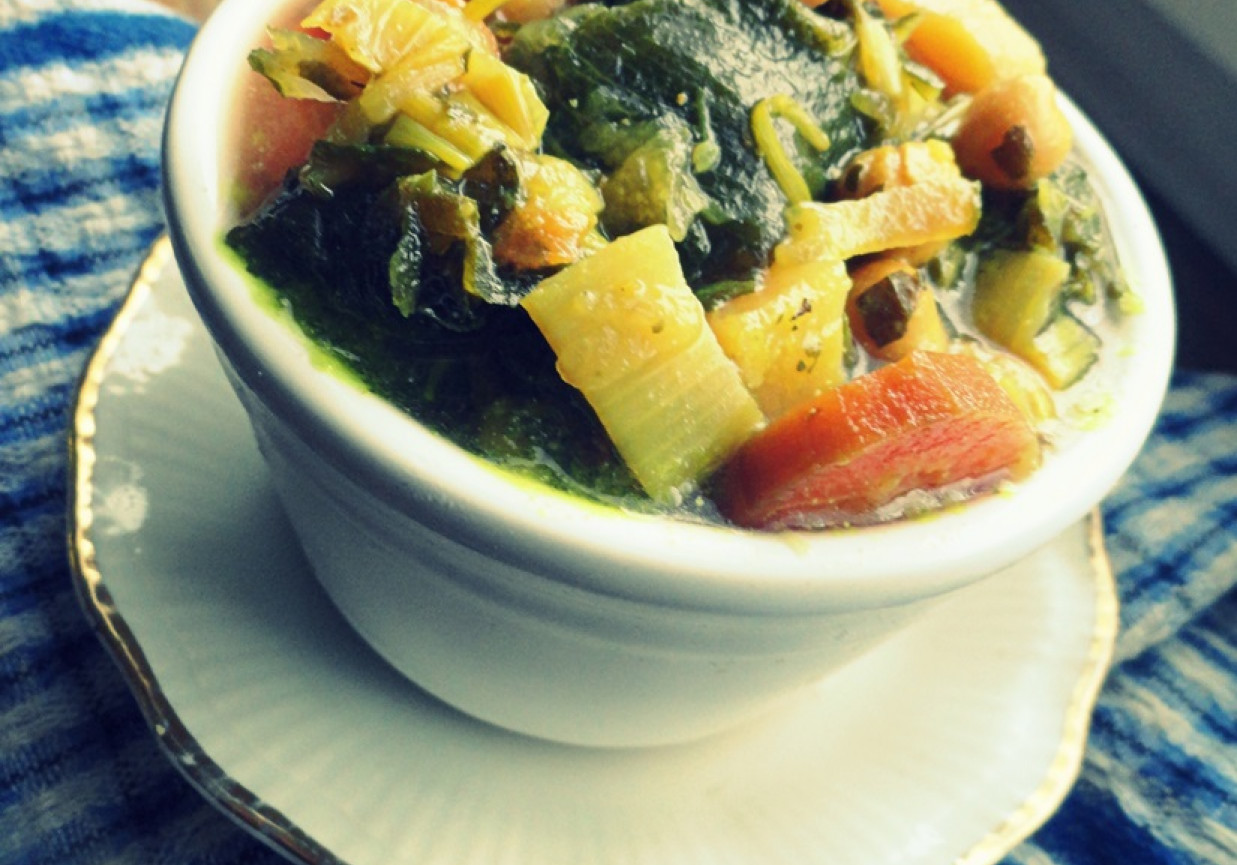 Zupa ogórkowa curry z ciecierzycą i pokrzywą foto