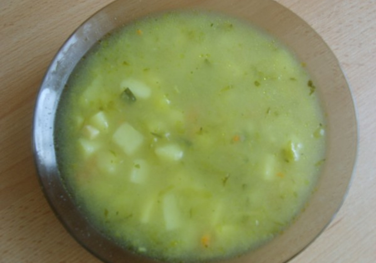 Zupa ogórkowa na udku z kurczaka foto