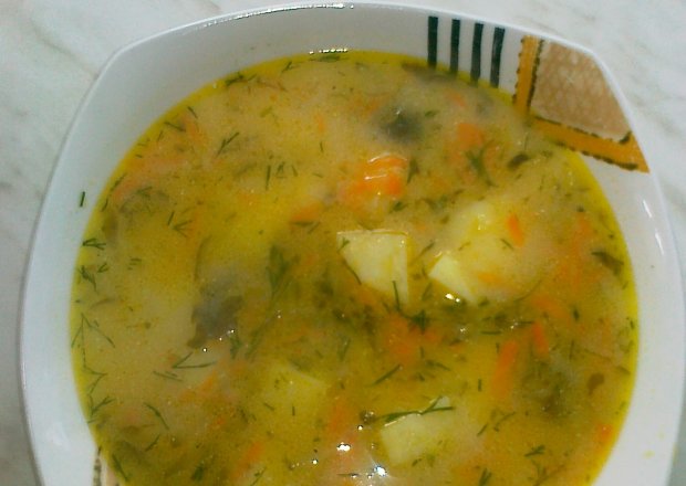 Fotografia przedstawiająca Zupa ogórkowa z koperkiem i ziemniakami