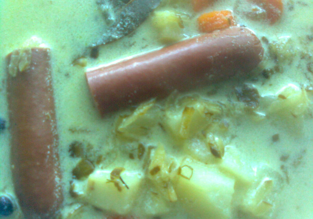 Zupa ogórkowa z parówkami foto
