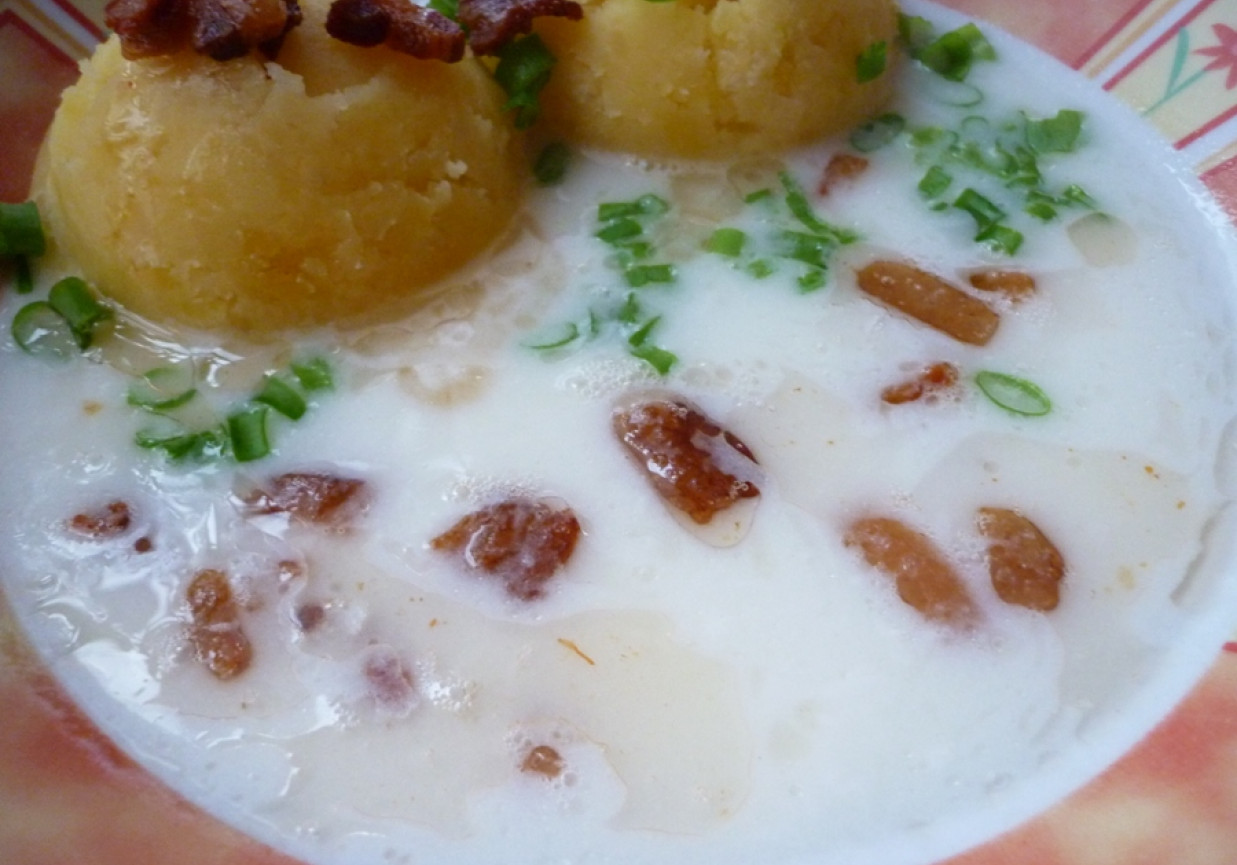 Zupa ogórkowa z ziemniakami foto