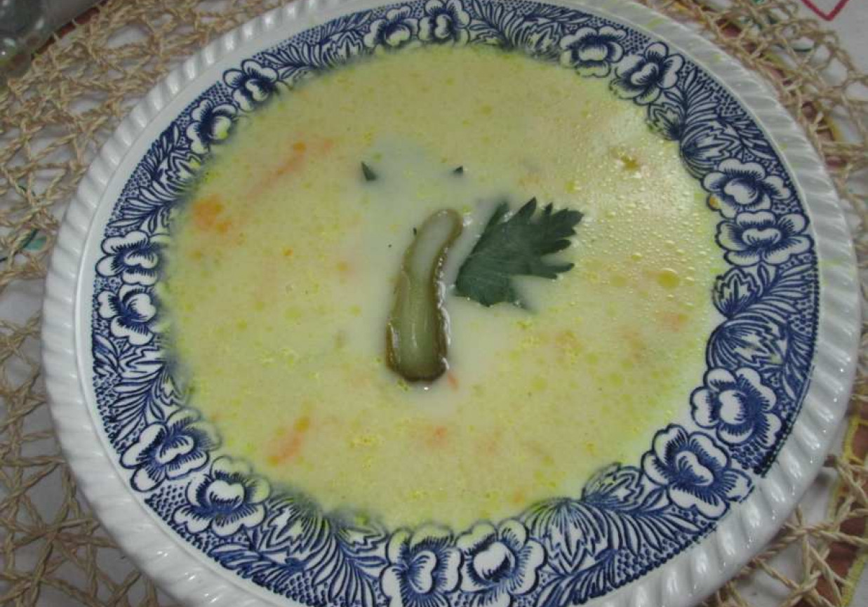 Zupa ogórkowa zabielana  foto