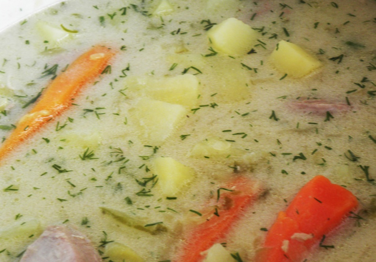 Zupa ogórkowa-gęsta jednogarnkowa. foto