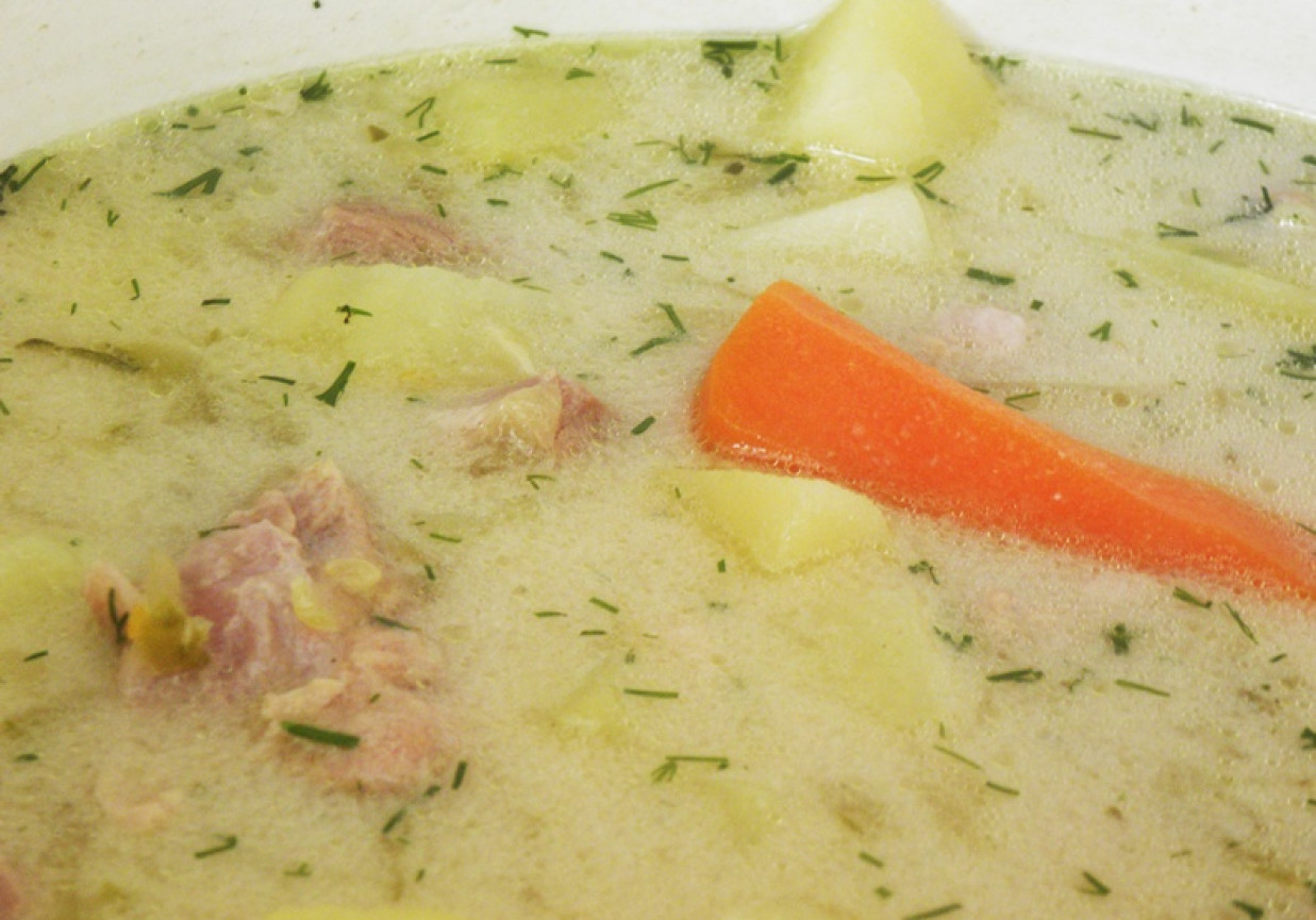 Zupa ogórkowa-gęsta jednogarnkowa. foto