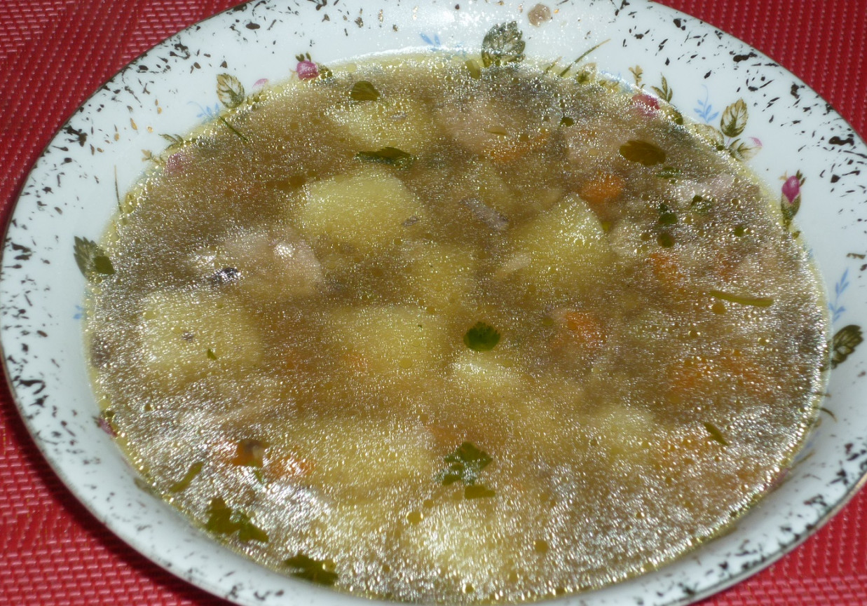 Zupa pieczarkowa z mięsem  foto