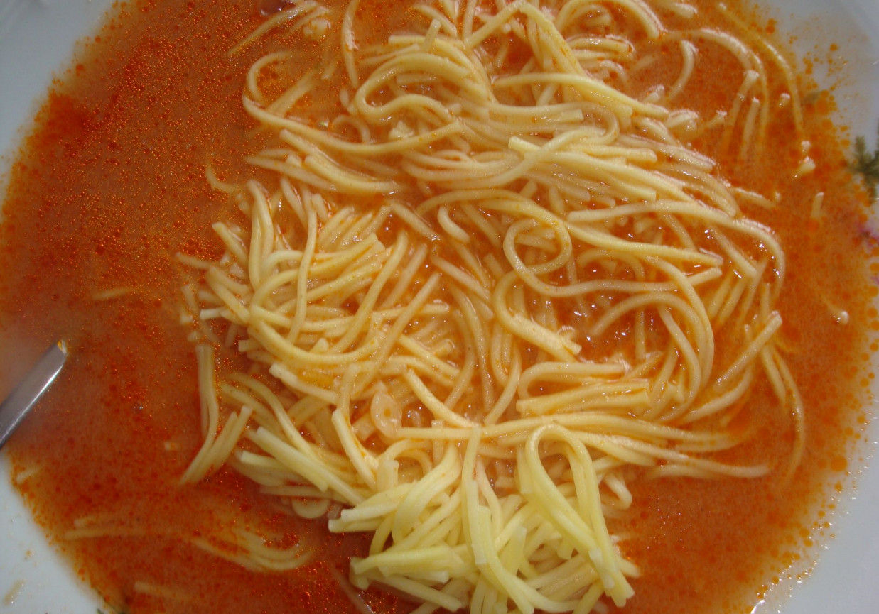 Zupa pomidorowa na skrzydełkach z makaronem foto