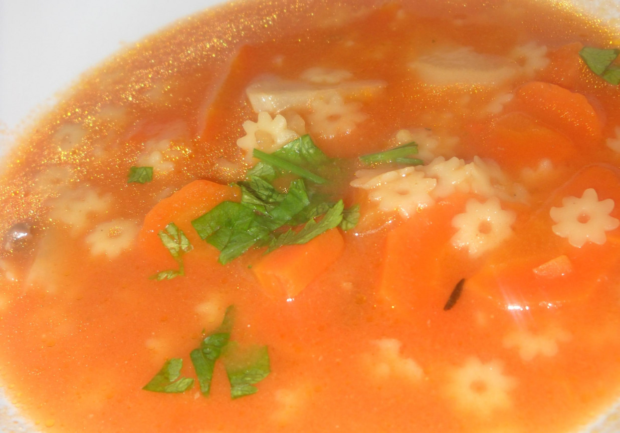 zupa pomidorowa z gwiazdkami i kminkiem dla dziecka foto