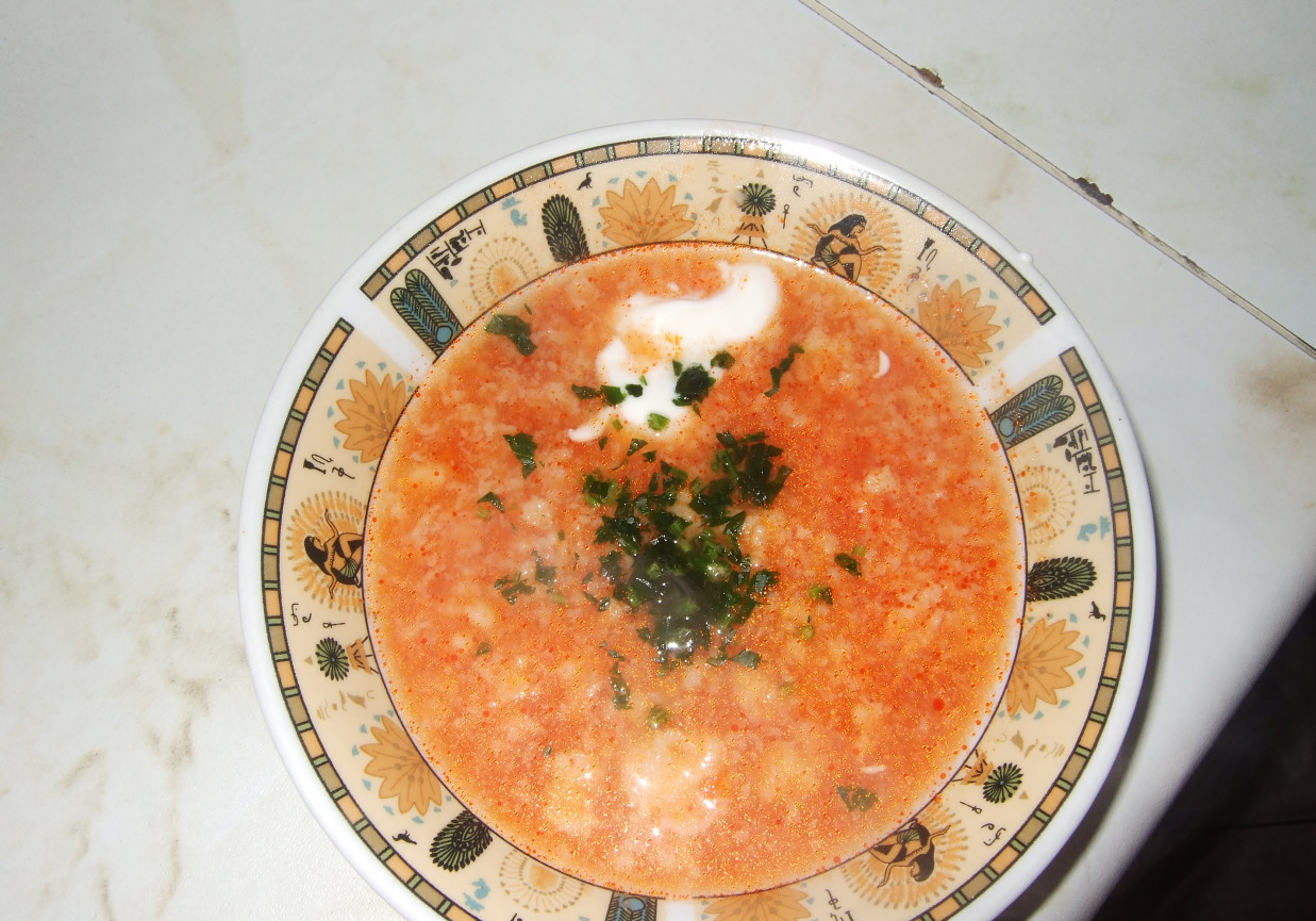 Zupa pomidorowa z lanymi kluskami foto