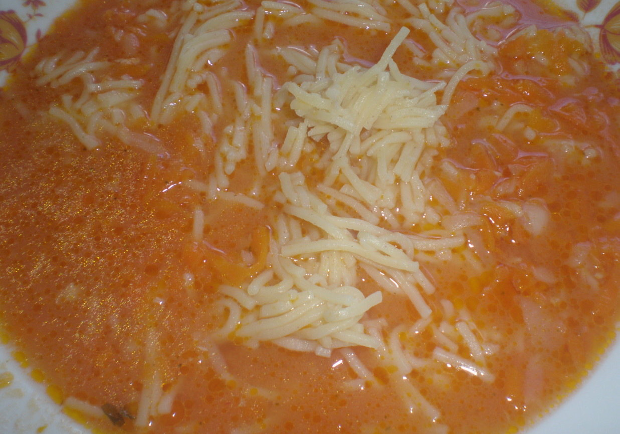 Zupa pomidorowa z mięsem i pieczarkami foto