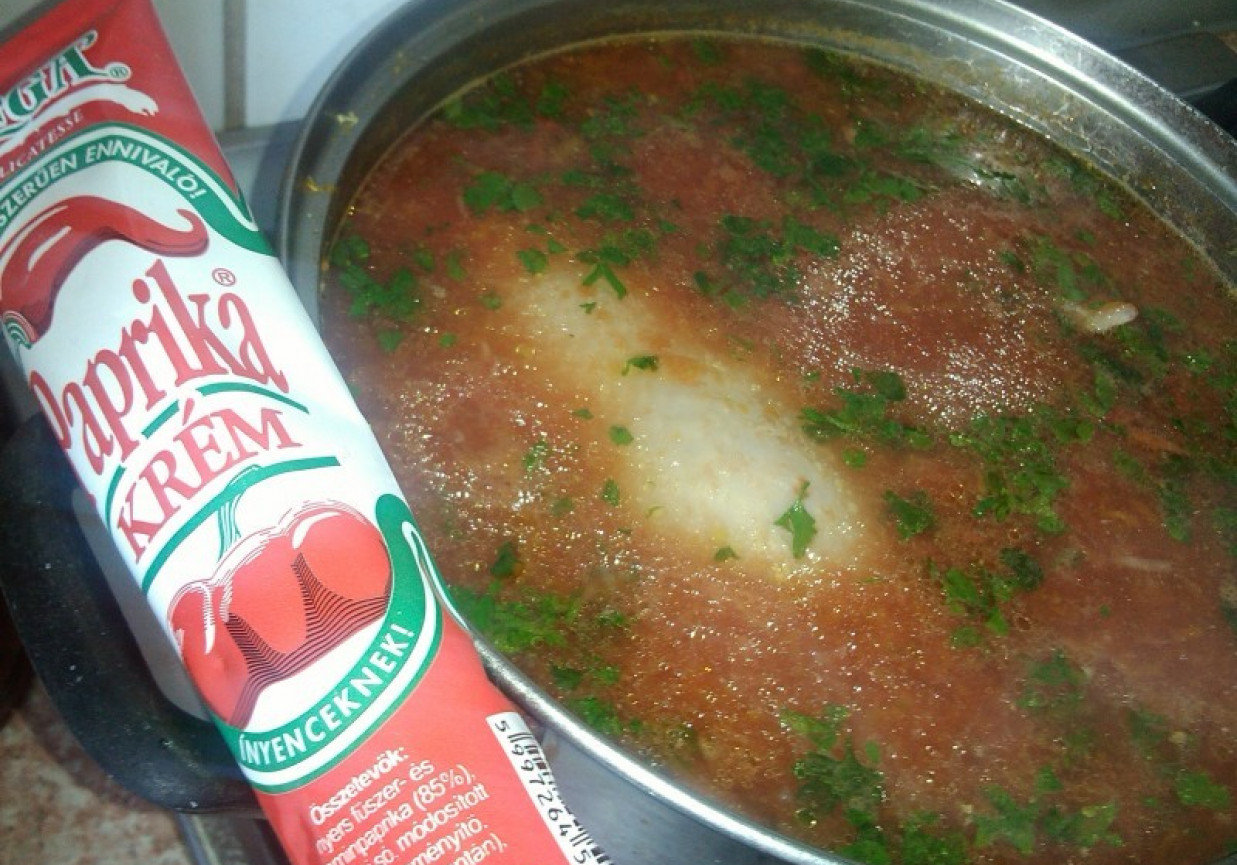 Zupa pomidorowa z paprykowym kremem foto
