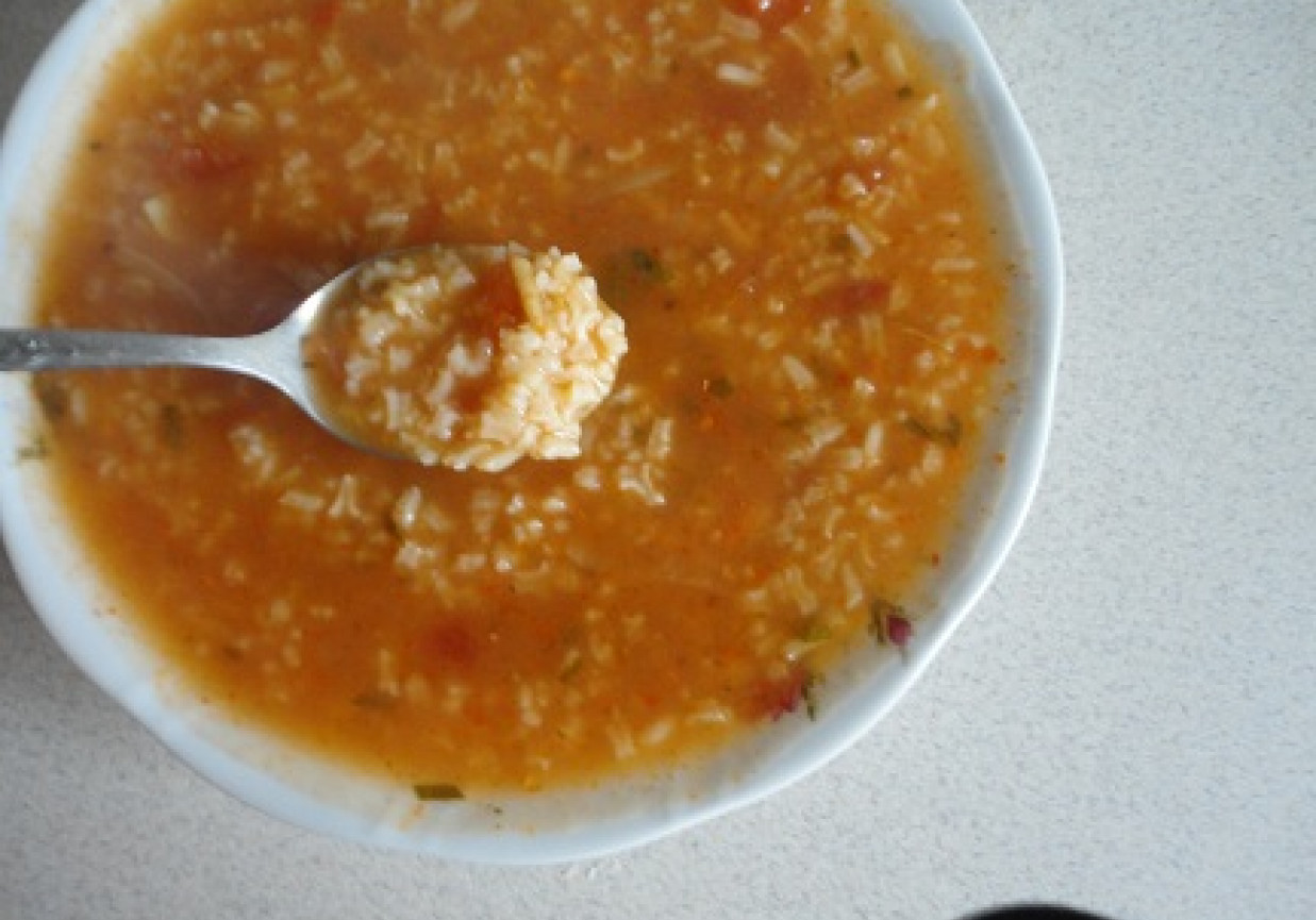 zupa pomidorowa z pomidorem i z ryżem foto