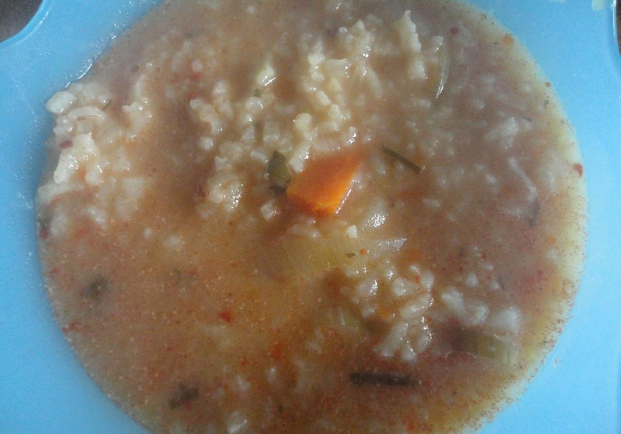 Zupa pomidorowa z ryżem i makaronem z pomidorów foto