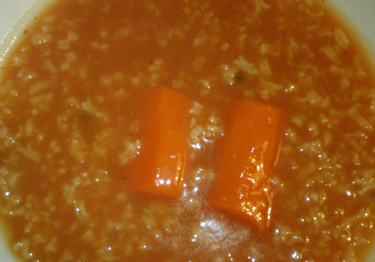 Zupa pomidorowa z ryżem i marchewką foto