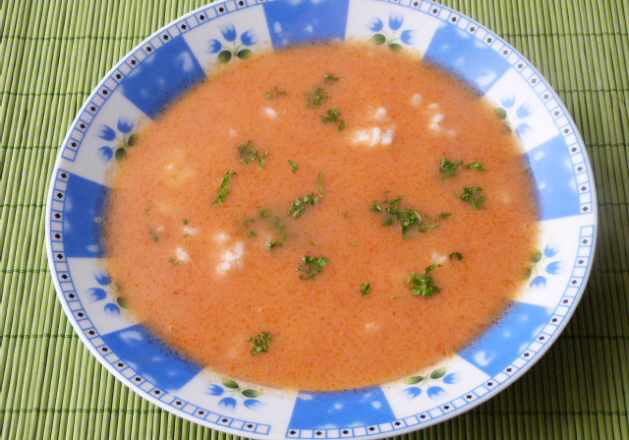 Zupa pomidorowa z ryżem i mięsem foto