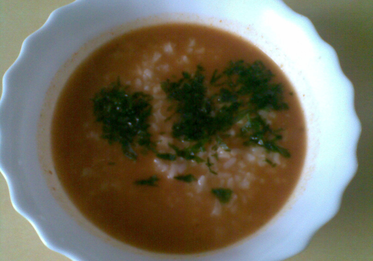 zupa pomidorowa z ryżem na żeberkach foto