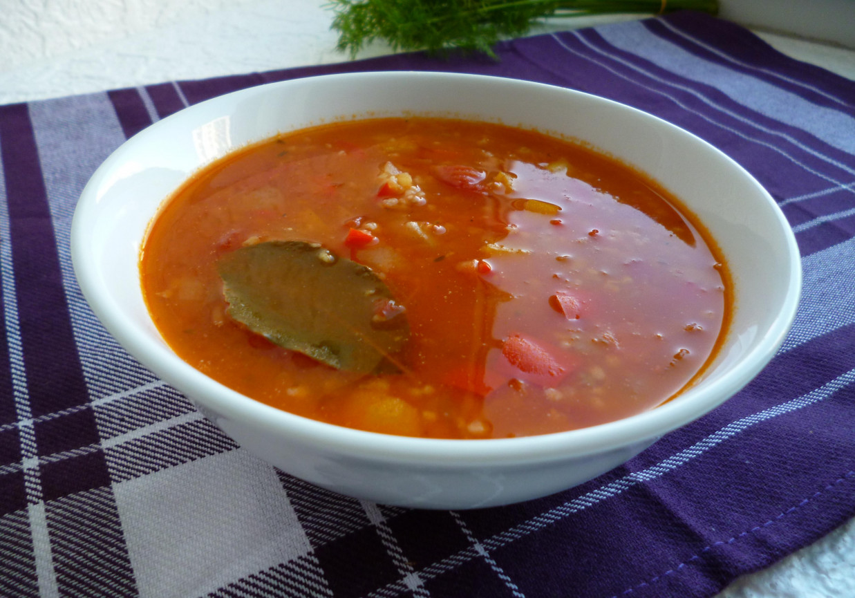 Zupa pomidorowa z soczewicą i papryką foto