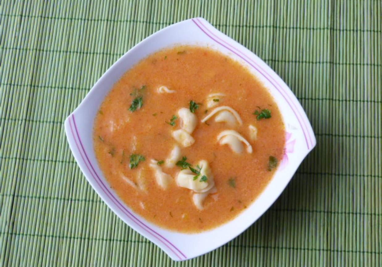 Zupa pomidorowa z tortellini z mięsem foto