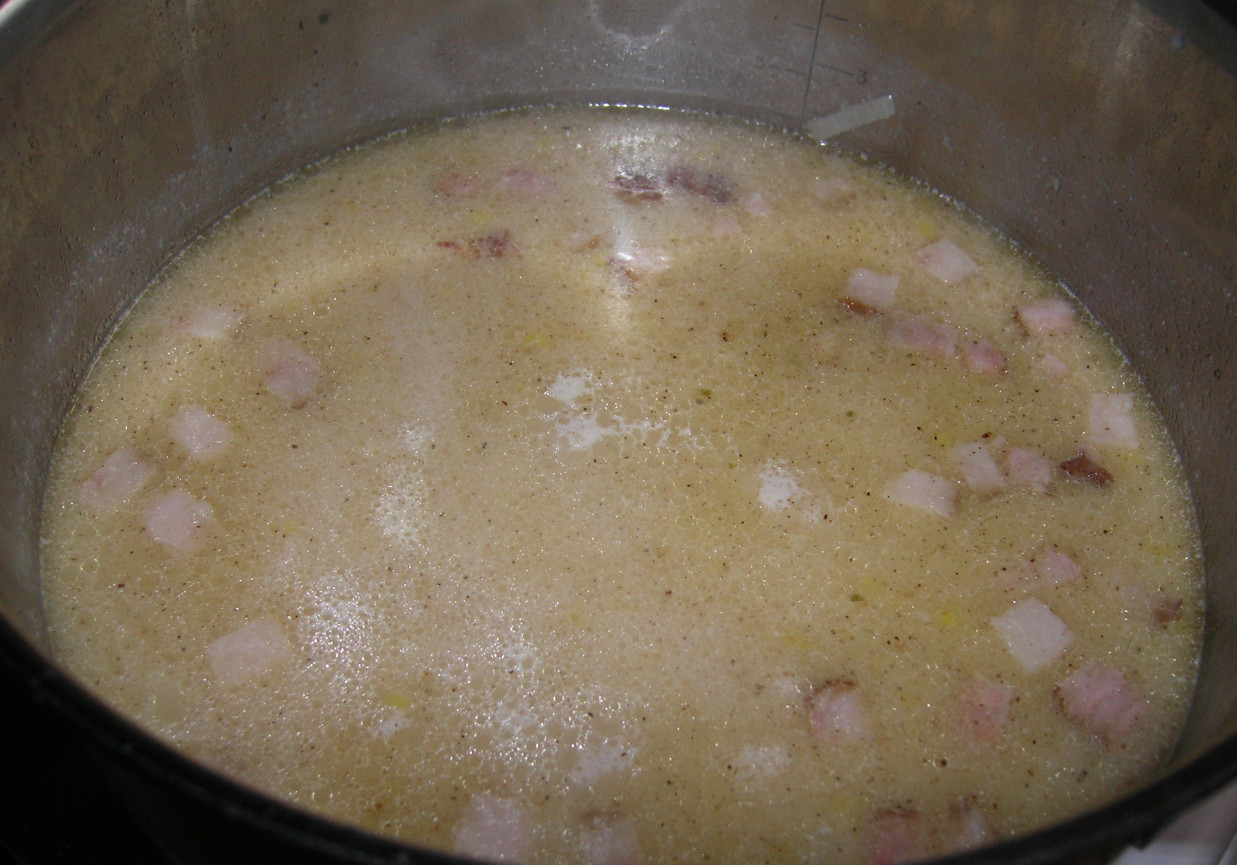 Zupa porowo-ziemniaczana z gałką muszkatołową foto
