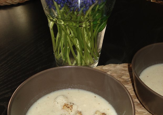 Fotografia przedstawiająca Zupa serowa z grzankami lub koperkiem