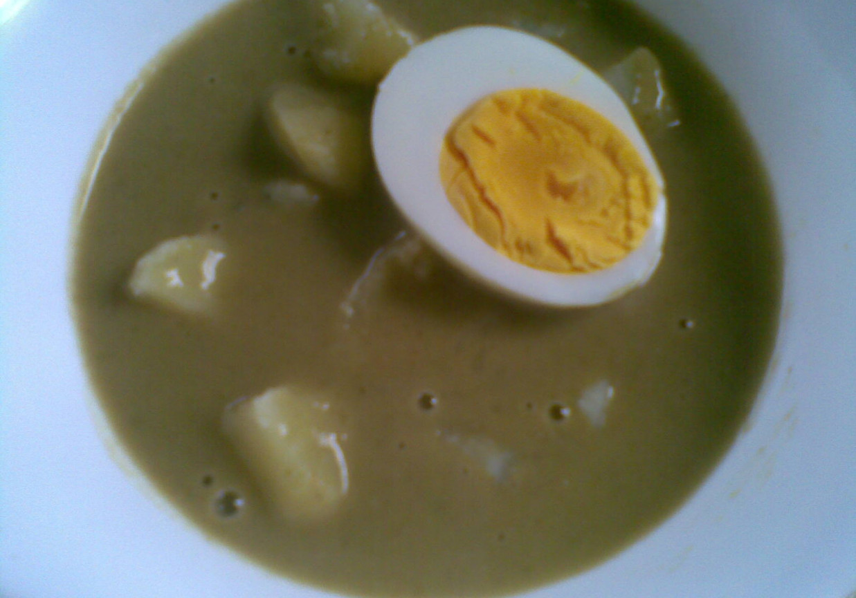 zupa szczawiowa na rosole z ziemniakami i jajkiem foto