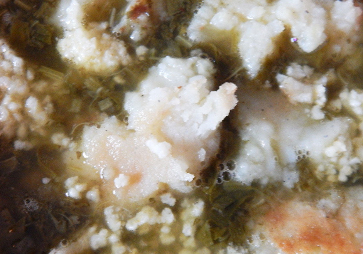 Zupa szczawiowa z kaszą jaglaną i smażonymi ziemniakami foto