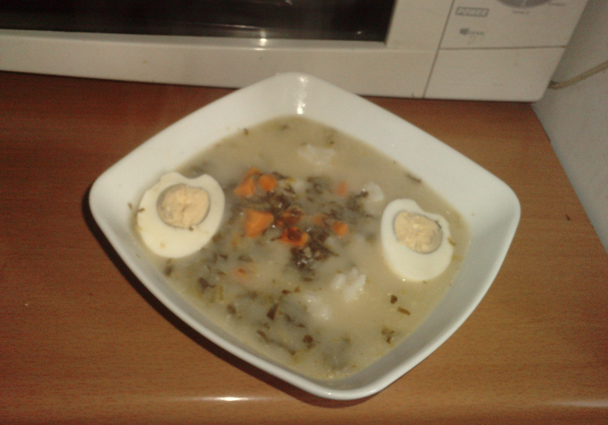 Zupa szczawiowa z ryżem i jajkiem foto